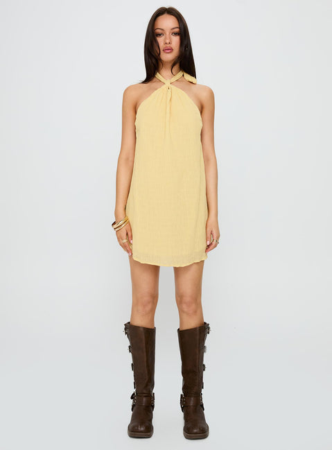 princess polly yellow halter dress Kaiko Halter Mini Dress Yellow