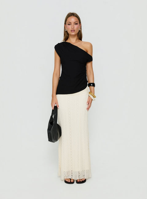Kaylani One Shoulder Drape Top Black