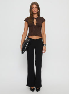 In A Vault Zip Through Top Brown Stripe