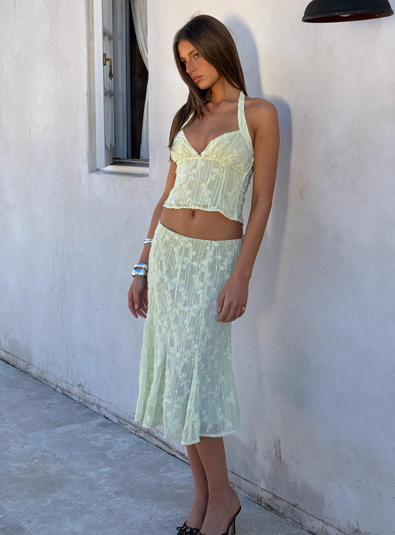 Aspyn Embroidered Midi Skirt | Sage Green | Womens | Princess Polly Lower Impact Aspyn Embroidered Midi Skirt | Sage Green | Womens | Princess Polly Lower Impact