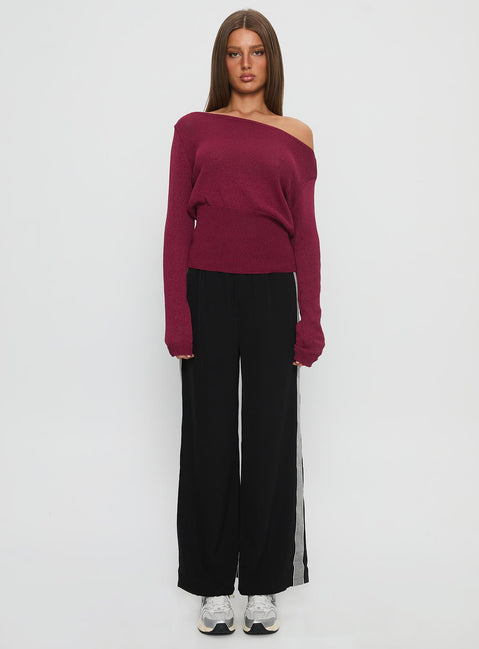front view of model wearing Princess Polly Fusion Tailored Track Pant Black High Rise Pants 