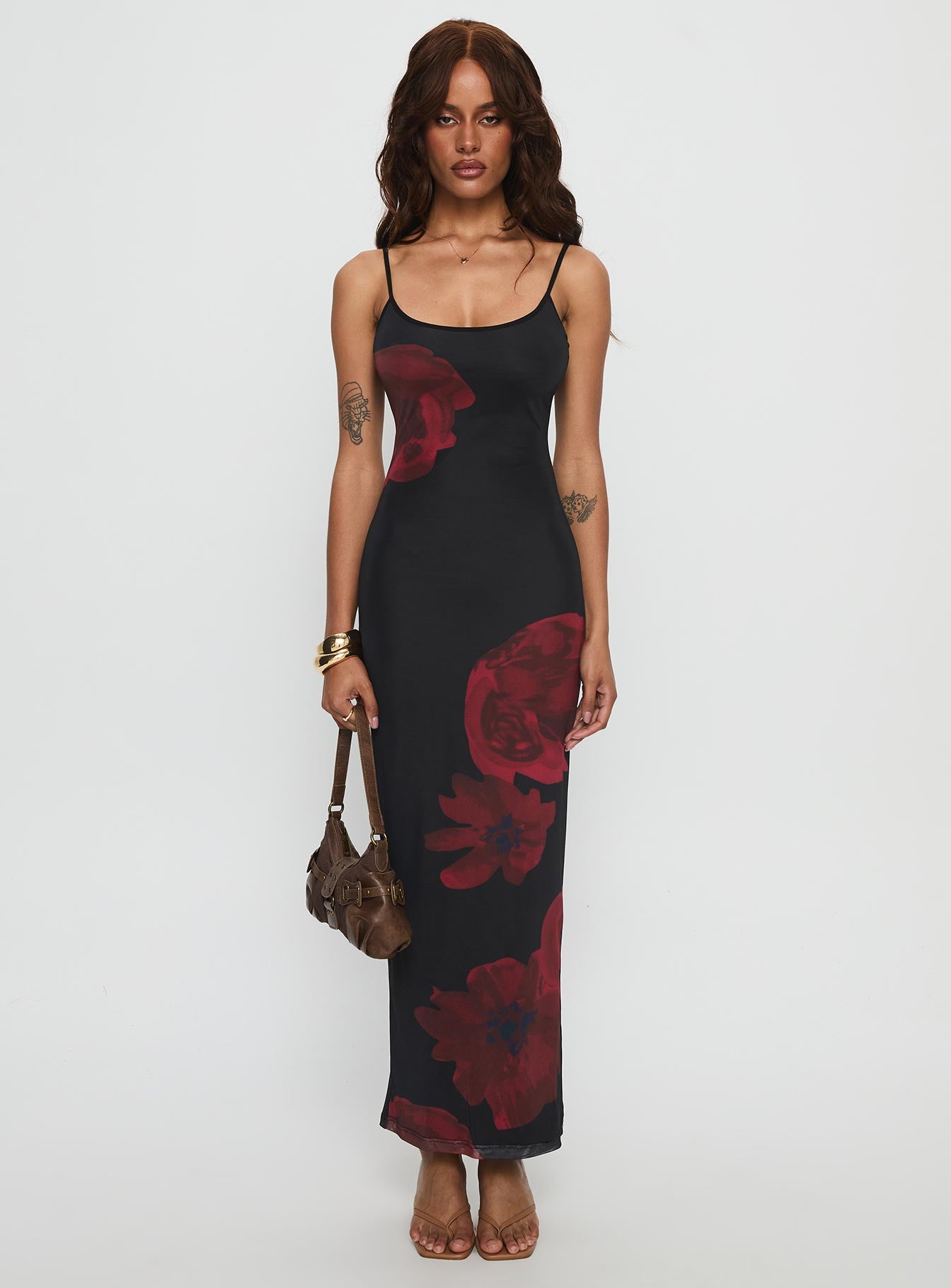 Lucky to Love Maxi Dress Black / Red Floral | Princess Polly Lucky to Love Maxi Dress Black / Red Floral | Princess Polly