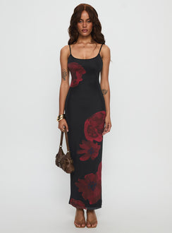 Lucky to Love Maxi Dress Black / Red Floral