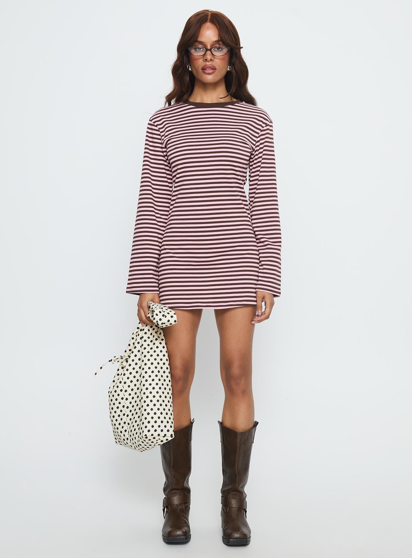 women's pink arleigh striped cotton mini dress Lilibelle Striped Crochet Mini Dress