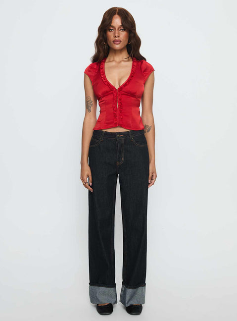 Tatianna Frill Blouse Top Red