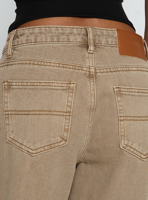 Naylor Mid Rise Wide Leg Jeans Light Brown Wash