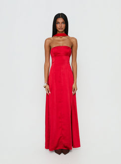 Masterpiece Strapless Maxi Dress Red