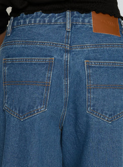 Naylor Mid Rise Wide Leg Jeans Mid Blue Wash