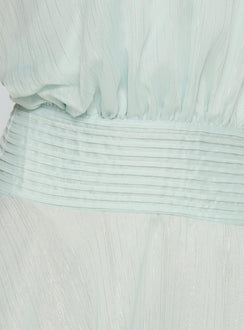 Rozario Chiffon Halter Mini Dress Aqua / Silver