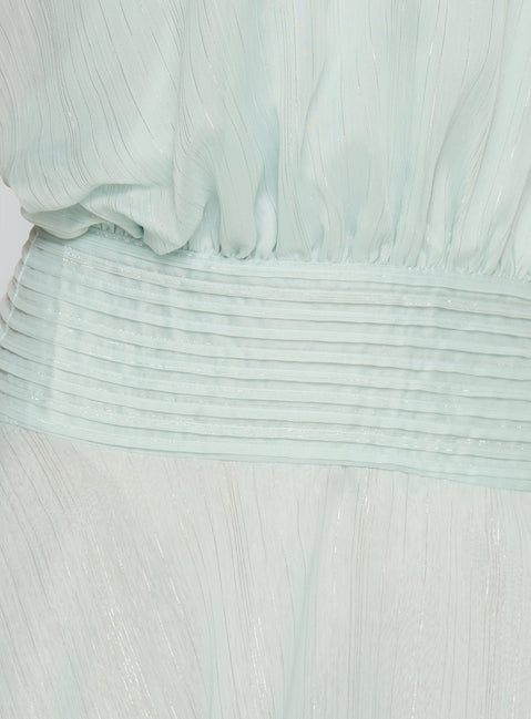 Rozario Chiffon Halter Mini Dress Aqua / Silver