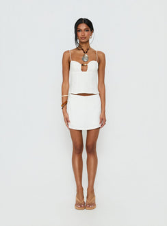 Gigi Linen Blend Skort White