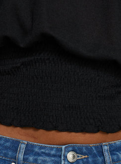 Dayten Off Shoulder Sheer Top Black