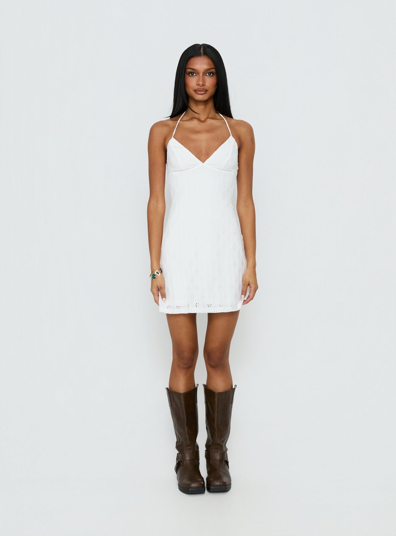 Summer Cider Embroidered Mini Dress | White | Womens