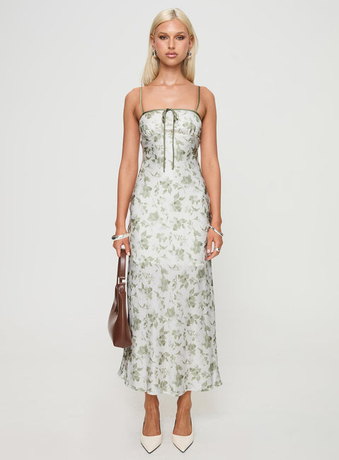 Vasiliki Maxi Dress White / Green Floral | Princess Polly Vasiliki Maxi Dress White / Green Floral | Princess Polly