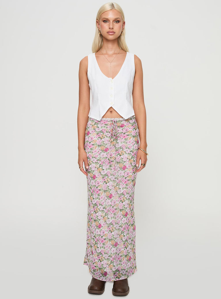 Emily Maxi Skirt Pink Floral