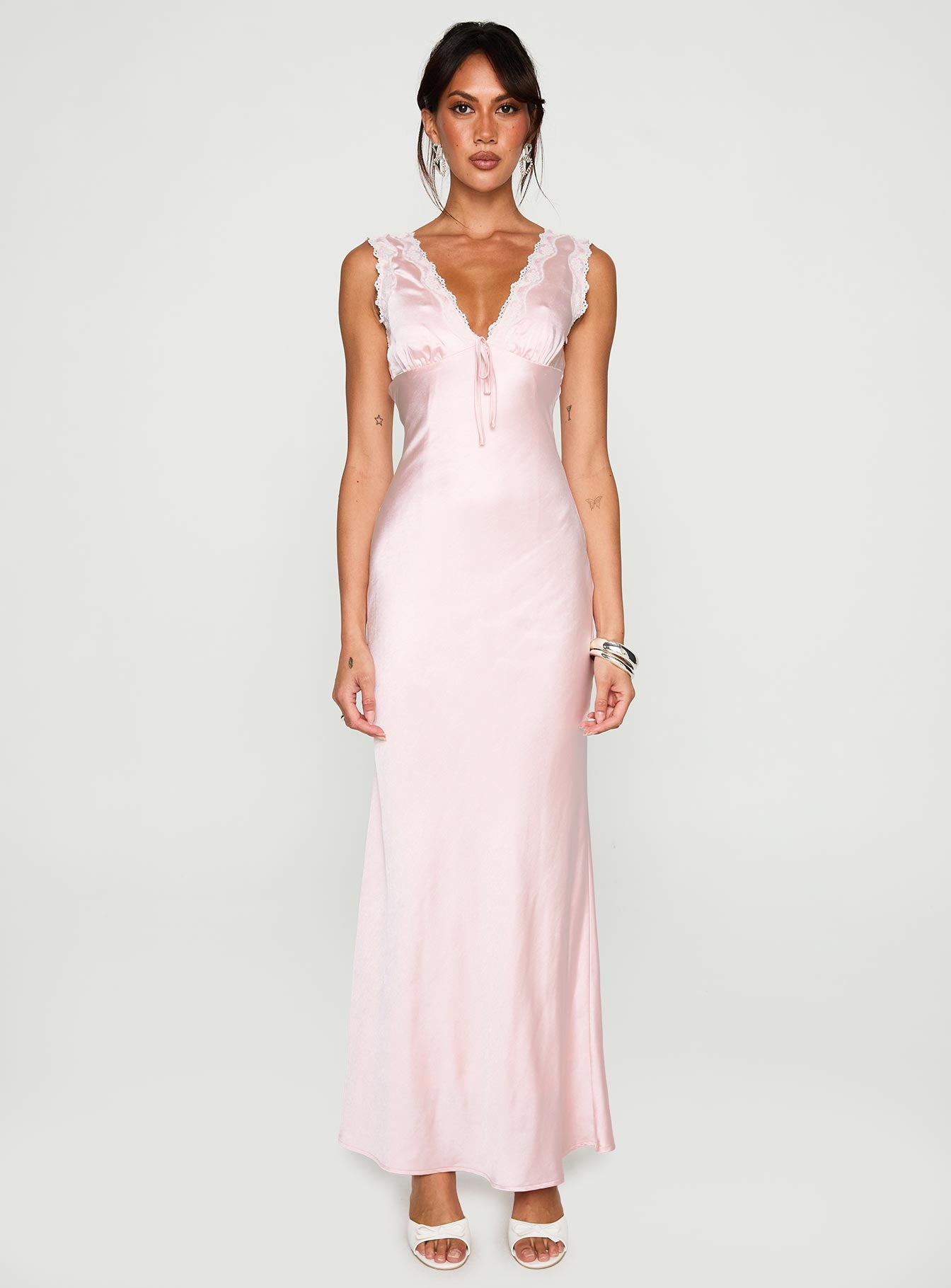 Liliya Lace Maxi Dress Pink | Princess Polly