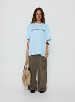 Some Call Me Charming Oversized Graphic Tee Light Blue