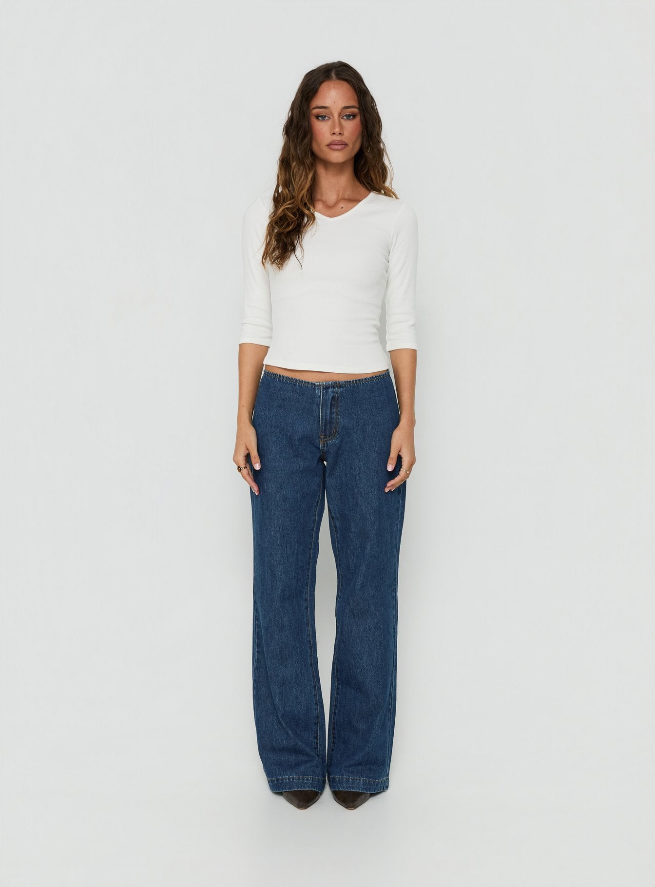 Buenos No Waist Low Rise Straight Leg Jeans Dark Indigo