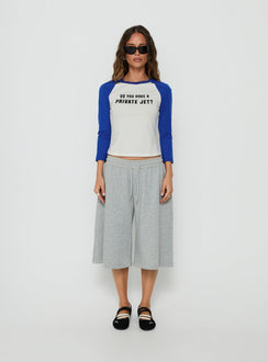 Jet Style Long Sleeve Graphic Raglan Top Blue / White