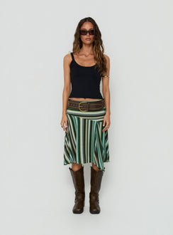Desidera Asymmetrical Midi Skirt Blue Multi Stripe