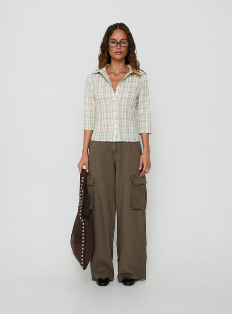 Anni 3/4 Sleeve Top Multi Check