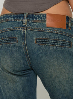 Ceilea Ultra Low Rise Denim Capri Pants Dirty Blue