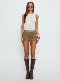 Ronnee Lace Up Shorts Brown Stripe