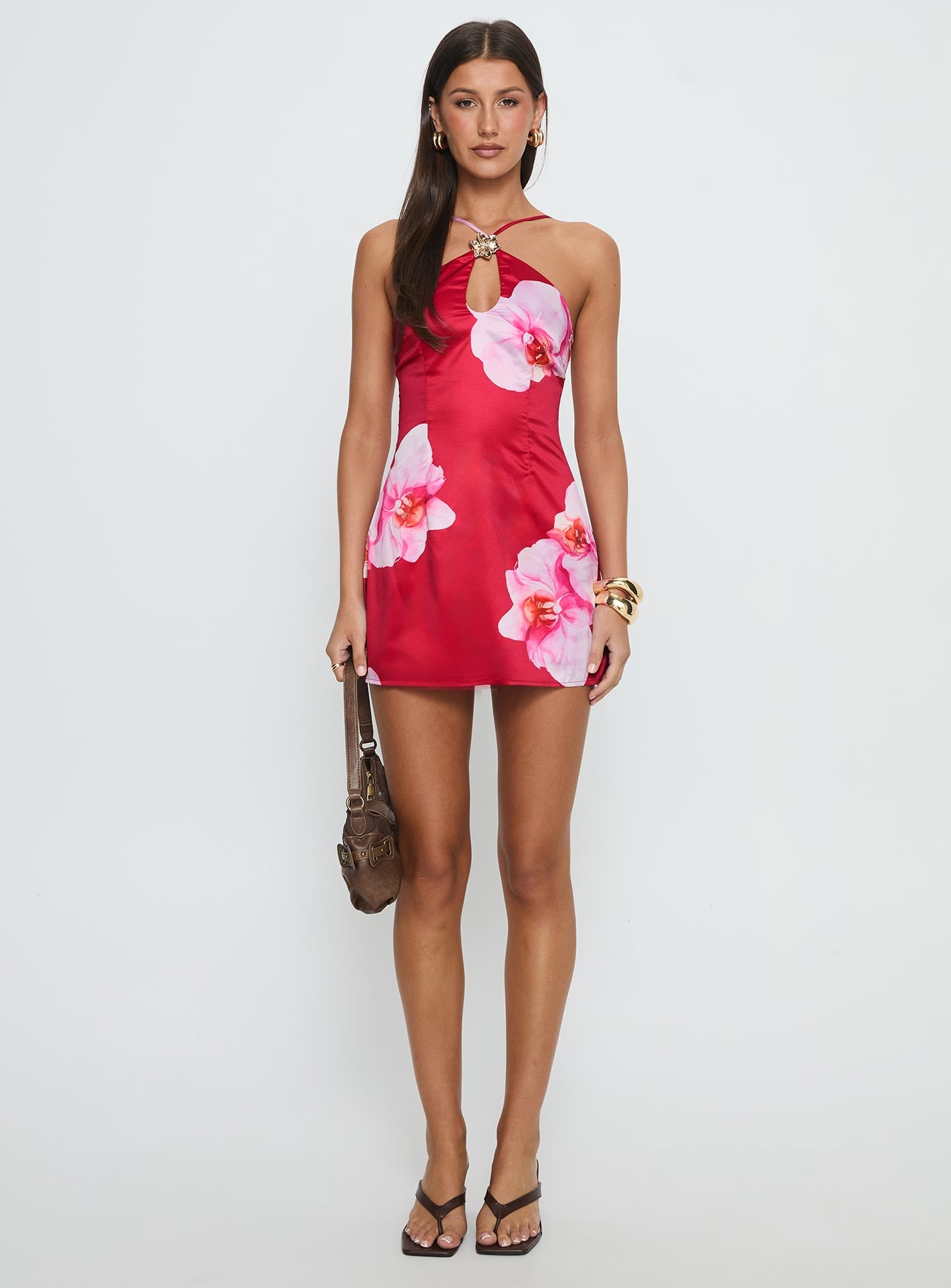 Nohemi Halter Mini Dress Red Floral | Princess Polly Nohemi Halter Mini Dress Red Floral | Princess Polly