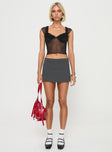 Black crop top Bustier style, capped sleeves, ruffle &amp; bow detail on bust