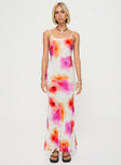 Pink maxi dress Adjustable shoulder straps, tie fastening at back, invisible zip fastening at side