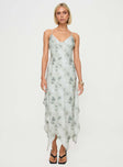 Graphic print maxi dress Adjustable shoulder straps, v-neckline, lace up back with tie fastening Non-stretch material, partially lined Princess Polly Lower Impact
