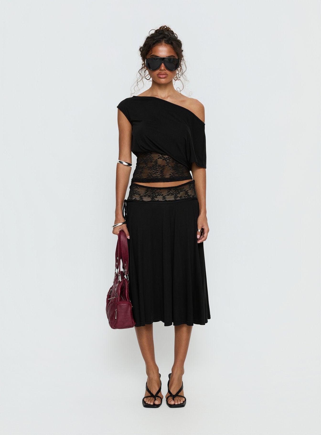 Marienna Lace Midi Skirt Black