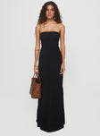 front view of model wearing Princess Polly Yahir Strapless Maxi Dress Black Straight Neck 