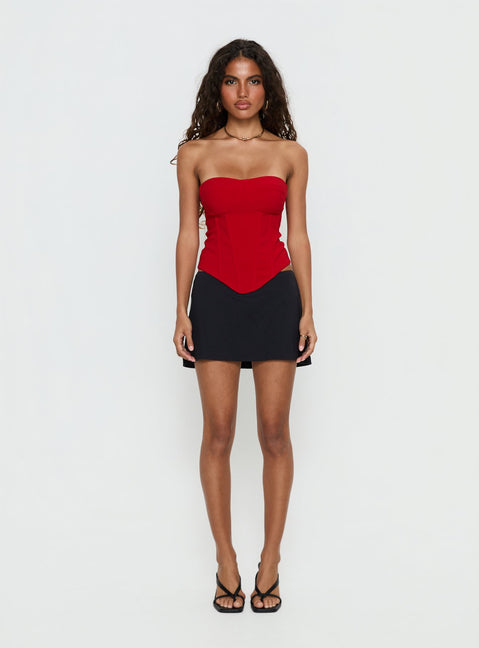 Chevon Strapless Corset Top Red