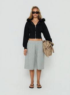 Ramonda Faux Fur Hooded Jumper Black