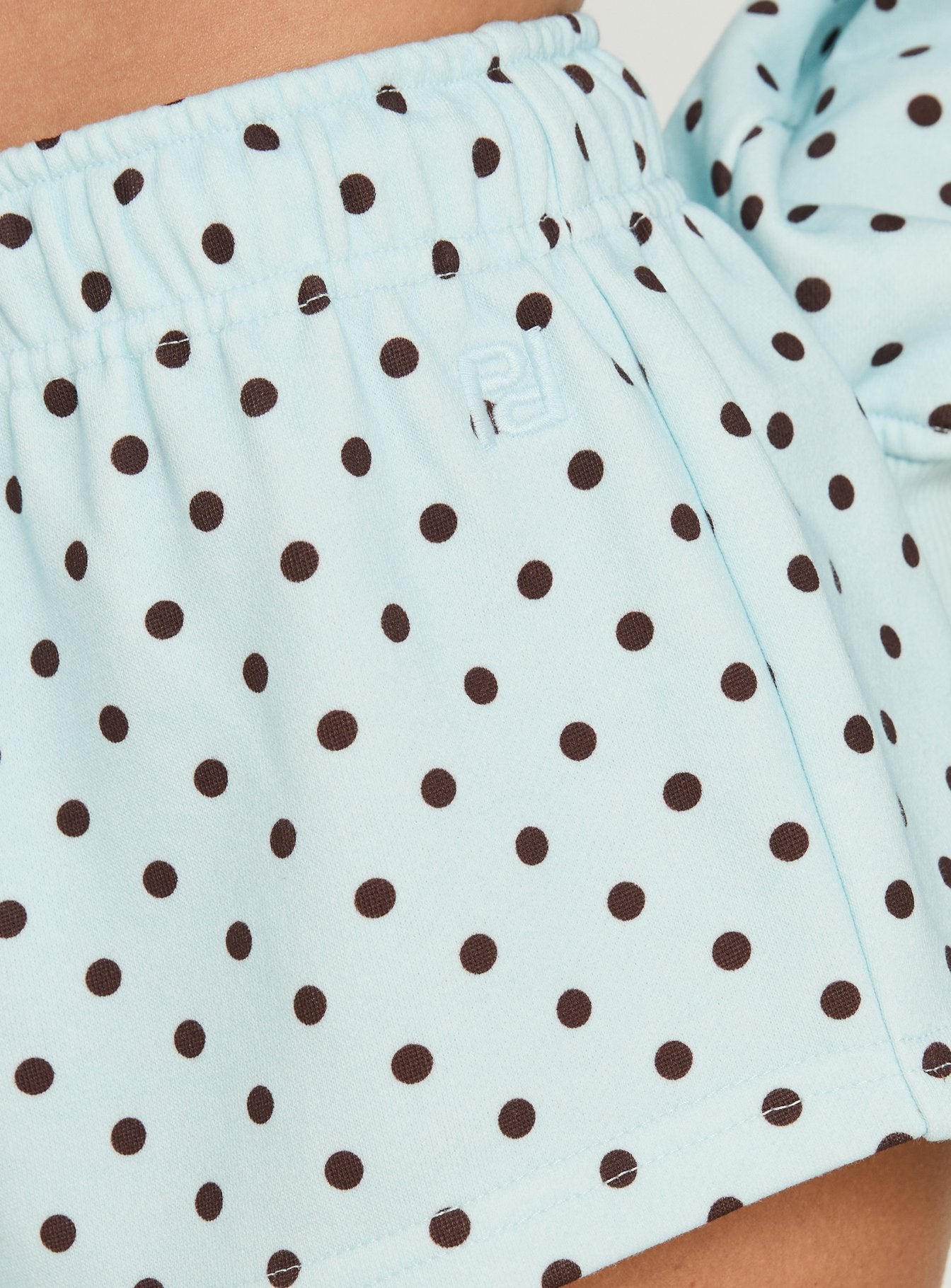 Quinncy Low Rise Sweat Shorts Blue Polka Dot