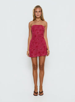 Mimosie Strapless Mini Dress Burgundy