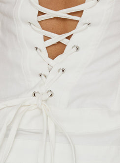 Irenah Strapless Denim Corset Mini Dress White