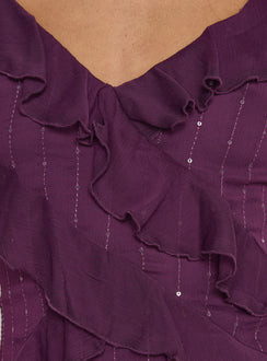 Kinara Ruffle Mini Dress Purple