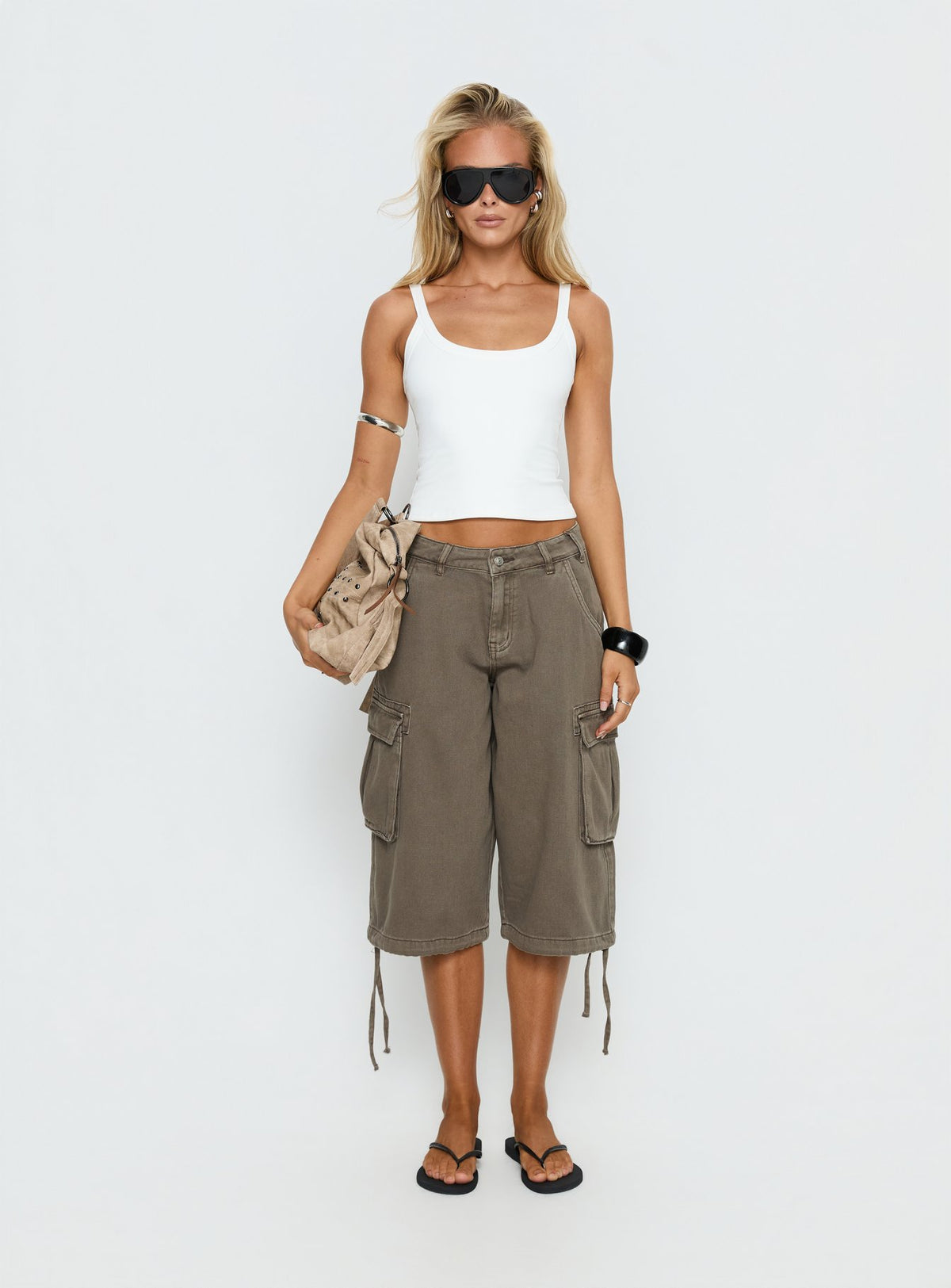Hudsen Longline Cargo Shorts Khaki Tall