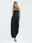 Jumpsuit Silky material Adjustable shoulder straps Lace up back Invisible zip fastening at back Wide leg