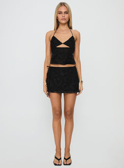 Wild Card Beaded Backless Top Black