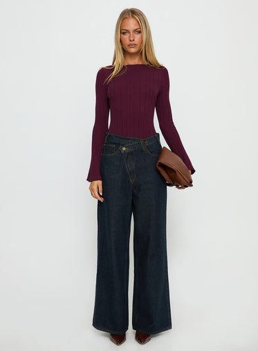 Mayok Long Sleeve Bodysuit Plum