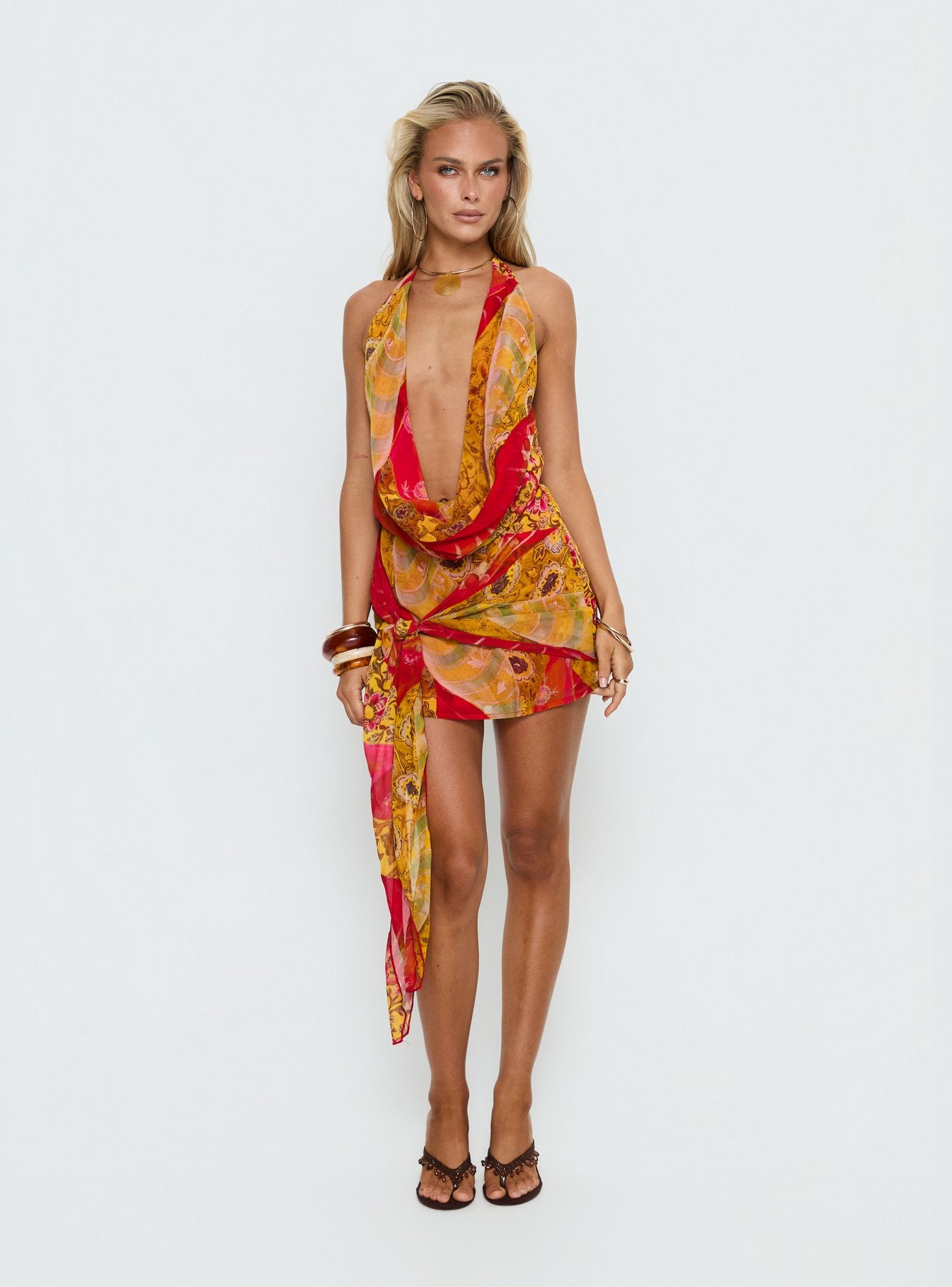 Snakepit Halter Plunge Mini Dress Paisley Splice | Princess Polly Snakepit Halter Plunge Mini Dress Paisley Splice | Princess Polly