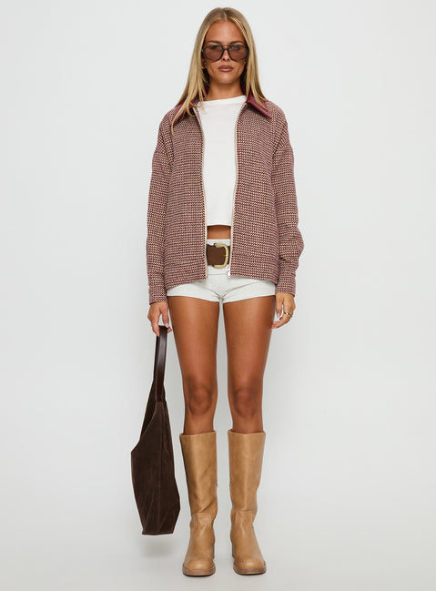 End Of The Day Collared Jacket Red Multi