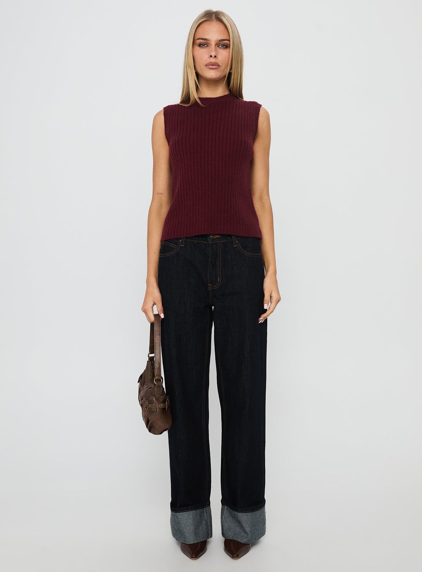 Jessabell Rib Sleeveless Top Wine