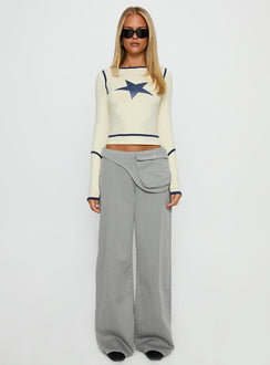 Starshot Long Sleeve Graphic Top Cream