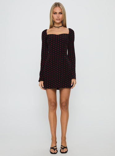 Addisen Long Sleeve Mini Dress Polka Dot