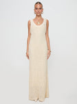 Front view of model wearing  front Princess Polly Scoop Neck  Andiamo Maxi Dress Cream