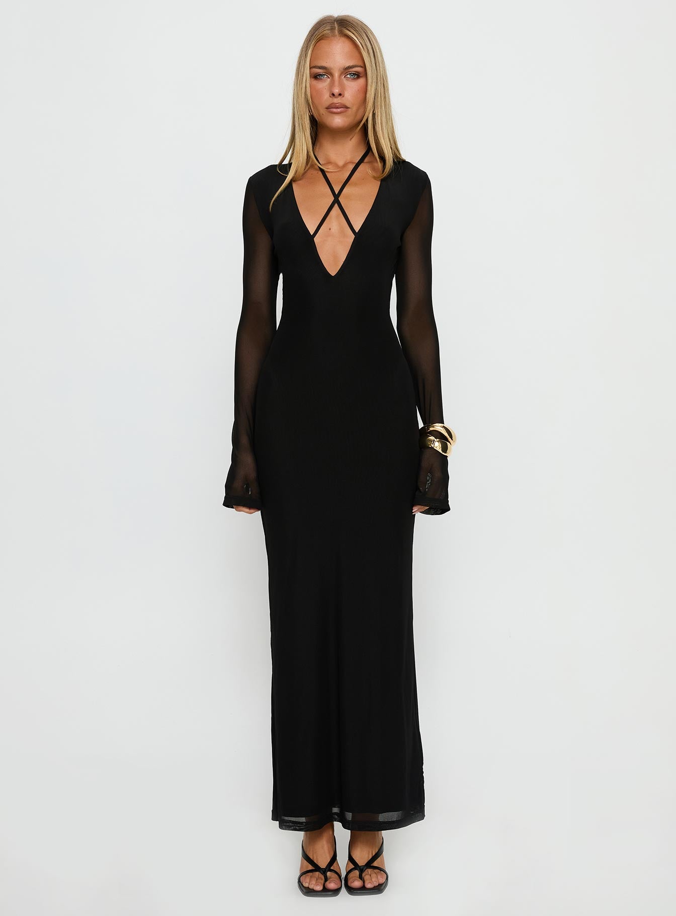 Ariadna Cut Out Long Sleeve Maxi Dress Black | Princess Polly Ariadna Cut Out Long Sleeve Maxi Dress Black | Princess Polly